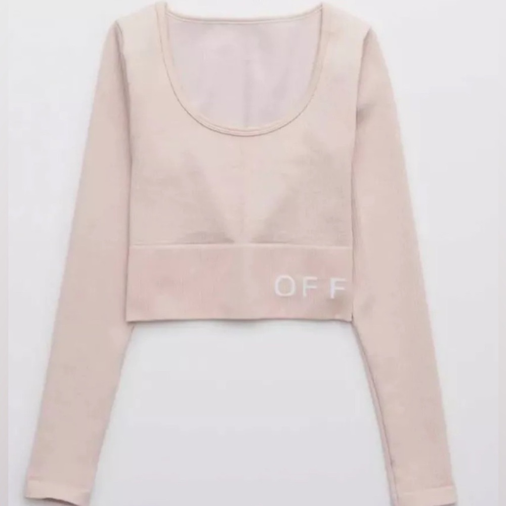 Offline By Aerie Light Pink Sidewalk Seamless Ribbed Crop Top Womens XL Workout
